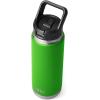 YETI Rambler 26 oz Bottle, Vacuum Insulated, Stainless Steel with Straw Cap, White(Canopy Green)