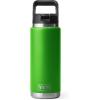 YETI Rambler 26 oz Bottle, Vacuum Insulated, Stainless Steel with Straw Cap, White(Canopy Green)