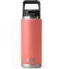 YETI Rambler 26 oz Bottle, Vacuum Insulated, Stainless Steel with Straw Cap, White(Coral)