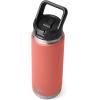 YETI Rambler 26 oz Bottle, Vacuum Insulated, Stainless Steel with Straw Cap, White(Coral)