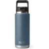YETI Rambler 26 oz Bottle, Vacuum Insulated, Stainless Steel with Straw Cap, White(Nordic Blue)