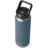 YETI Rambler 26 oz Bottle, Vacuum Insulated, Stainless Steel with Straw Cap, White(Nordic Blue)