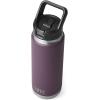 YETI Rambler 26 oz Bottle, Vacuum Insulated, Stainless Steel with Straw Cap, White(Nordic Purple)
