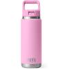 YETI Rambler 26 oz Bottle, Vacuum Insulated, Stainless Steel with Straw Cap, White(Power Pink)