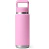 YETI Rambler 26 oz Bottle, Vacuum Insulated, Stainless Steel with Straw Cap, White(Power Pink)