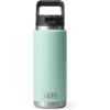 YETI Rambler 26 oz Bottle, Vacuum Insulated, Stainless Steel with Straw Cap, White(Seafoam)