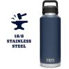 YETI Rambler 46 oz Bottle, Vacuum Insulated, Leakproof, Stainless Steel with Chug Cap(Navy)