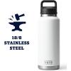 YETI Rambler 46 oz Bottle, Vacuum Insulated, Leakproof, Stainless Steel with Chug Cap(White)