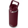 YETI Rambler 26 oz Bottle, Vacuum Insulated, Stainless Steel with Color Matching Straw Cap(Wild Vine Red)