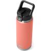 YETI Rambler 26 oz Bottle, Vacuum Insulated, Stainless Steel with Straw Cap, White(Coral)