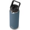 YETI Rambler 26 oz Bottle, Vacuum Insulated, Stainless Steel with Straw Cap, White(Nordic Blue)