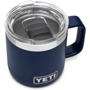YETI Rambler 10 oz Stackable Mug, Vacuum Insulated, Stainless Steel with MagSlider Lid, White(Navy)