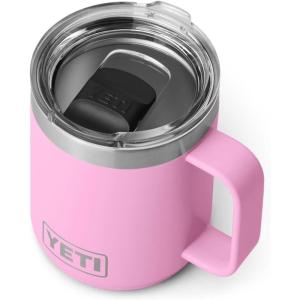 YETI Rambler 10 oz Stackable Mug, Vacuum Insulated, Stainless Steel with MagSlider Lid, White(Power Pink)