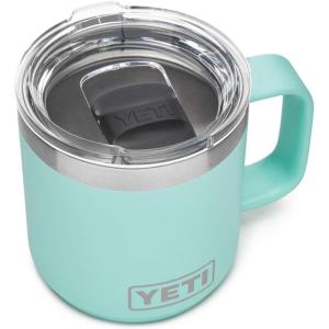 YETI Rambler 10 oz Stackable Mug, Vacuum Insulated, Stainless Steel with MagSlider Lid, White(Seafoam)