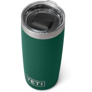 YETI Rambler 10 oz Tumbler, Stainless Steel, Vacuum Insulated with MagSlider Lid, White(Black Forest Green)