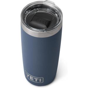 YETI Rambler 10 oz Tumbler, Stainless Steel, Vacuum Insulated with MagSlider Lid, White(Navy)