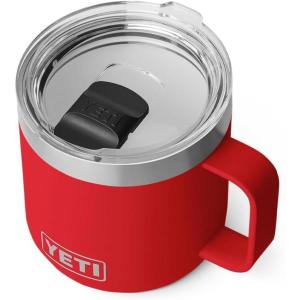 YETI Rambler 14 oz Ceramic Lined Stackable Mug, Vacuum Insulated, Stainless Steel with MagSlider Lid, Seafoam(Rescue Red)