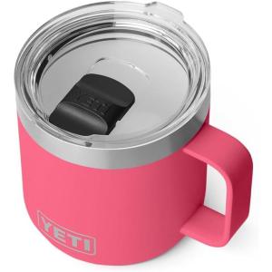 YETI Rambler 14 oz Ceramic Lined Stackable Mug, Vacuum Insulated, Stainless Steel with MagSlider Lid, Seafoam(Tropical Pink)