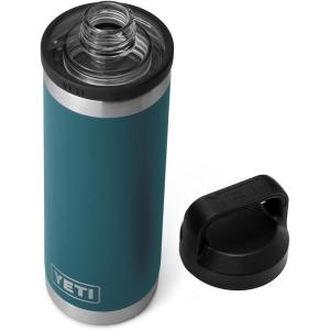 YETI Rambler 18 oz Bottle, Vacuum Insulated, Stainless Steel with Chug Cap, White(Agave Teal)