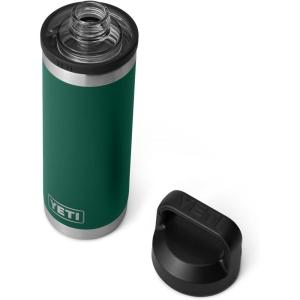 YETI Rambler 18 oz Bottle, Vacuum Insulated, Stainless Steel with Chug Cap, White(Black Forest Green)