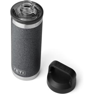 YETI Rambler 18 oz Bottle, Vacuum Insulated, Stainless Steel with Chug Cap, White(Black Stone-Textured)