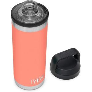 YETI Rambler 18 oz Bottle, Vacuum Insulated, Stainless Steel with Chug Cap, White(Coral)