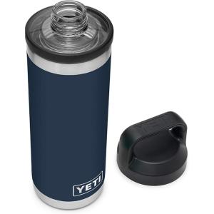 YETI Rambler 18 oz Bottle, Vacuum Insulated, Stainless Steel with Chug Cap, White(Navy)