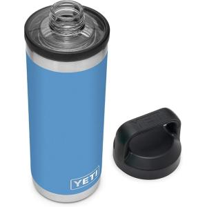 YETI Rambler 18 oz Bottle, Vacuum Insulated, Stainless Steel with Chug Cap, White(Pacific Blue)