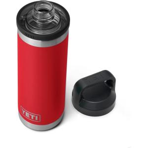 YETI Rambler 18 oz Bottle, Vacuum Insulated, Stainless Steel with Chug Cap, White(Rescue Red)