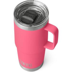 YETI Rambler 20 oz Travel Mug, Stainless Steel, Vacuum Insulated with Stronghold Lid(Tropical Pink)