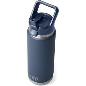 YETI Rambler 26 oz Bottle, Vacuum Insulated, Stainless Steel with Color Matching Straw Cap(Navy)