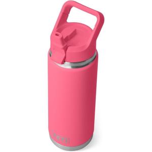 YETI Rambler 26 oz Bottle, Vacuum Insulated, Stainless Steel with Color Matching Straw Cap(Tropical Pink)