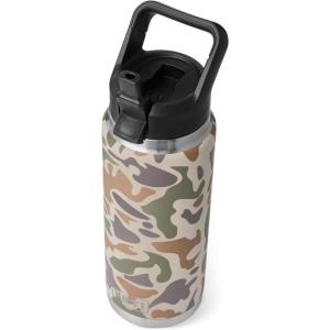 YETI Rambler 26 oz Bottle, Vacuum Insulated, Stainless Steel with Straw Cap, White(Tan Camo)