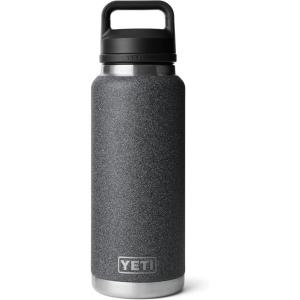 YETI Rambler 36 oz Bottle, Vacuum Insulated, Leakproof, Stainless Steel with Chug Cap(Black Stone-Textured)