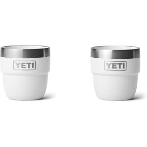 YETI Rambler 4 oz Stackable Cup, Stainless Steel, Vacuum Insulated Espresso/Coffee Cup, 2 Pack(White)
