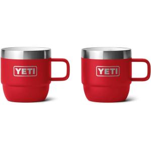 YETI Rambler 6 oz Stackable Mug, Stainless Steel, Vacuum Insulated Espresso/Coffee Mug, 2 Pack(Rescue Red)