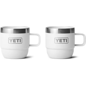 YETI Rambler 6 oz Stackable Mug, Stainless Steel, Vacuum Insulated Espresso/Coffee Mug, 2 Pack(White)