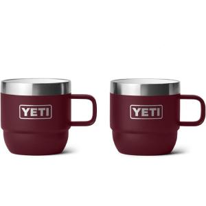 YETI Rambler 6 oz Stackable Mug, Stainless Steel, Vacuum Insulated Espresso/Coffee Mug, 2 Pack(Wild Vine Red)