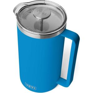 YETI Rambler 64 oz. French Press Coffee Maker, White(Big Wave Blue)