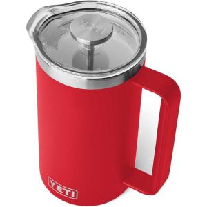 YETI Rambler 64 oz. French Press Coffee Maker, White(Rescue Red)