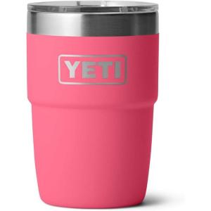 YETI Rambler 8 oz Insulated Coffee Mug with Lid – Stackable Double-Wall Vacuum Insulated Coffee Cup – DuraSip Ceramic Lining – Barista-Friendly Design – Stainless Steel – Dishwasher Safe(Tropical Pink)