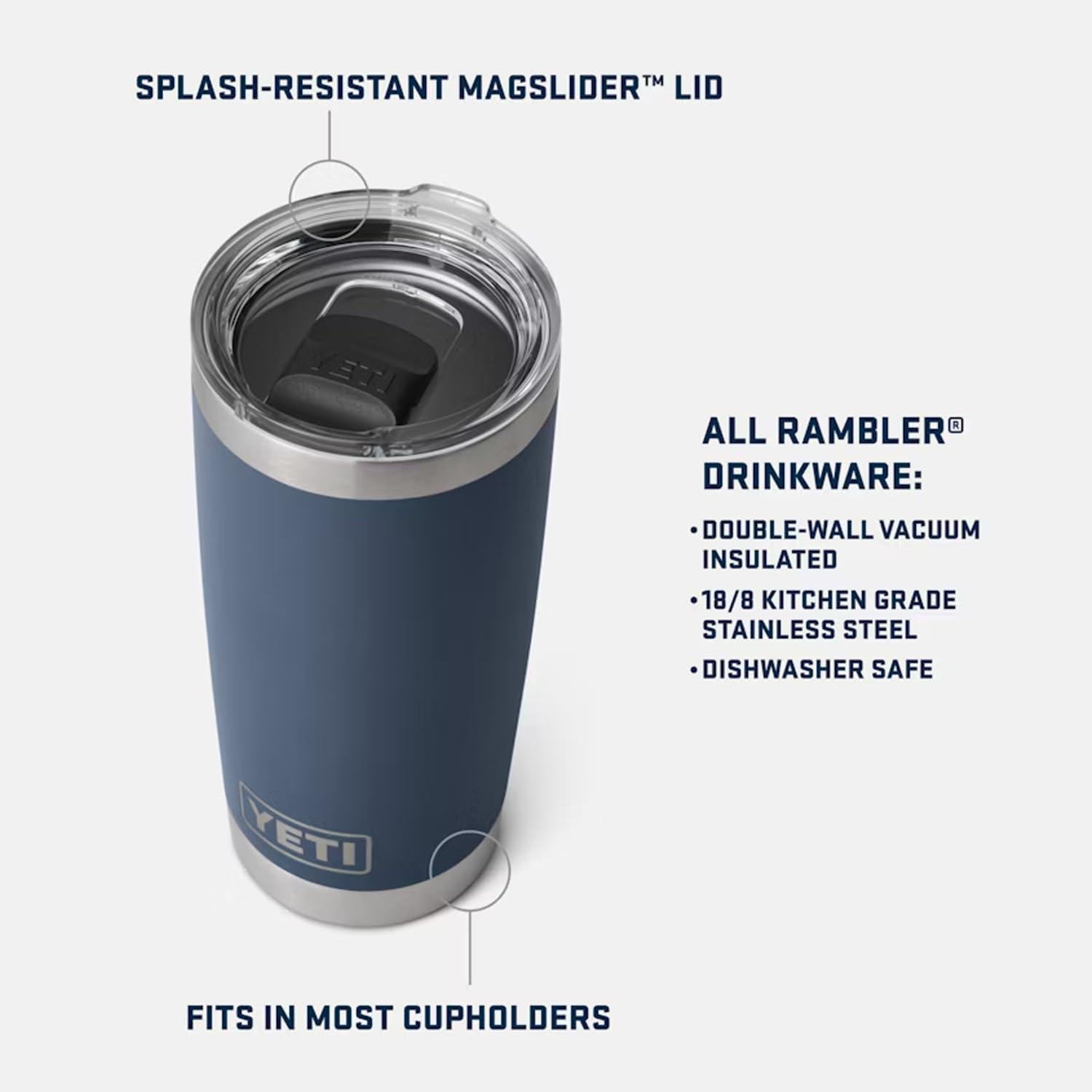 imageYETI Rambler 20 oz Stainless Steel Vacuum Insulated Tumbler wMagSlider LidBlack Forest Green