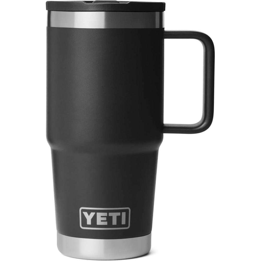 imageYETI Rambler 20 oz Travel Mug with Flip Straw Lid  Stainless Steel Vacuum Insulated Leakproof Cup Holder FriendlyBlack