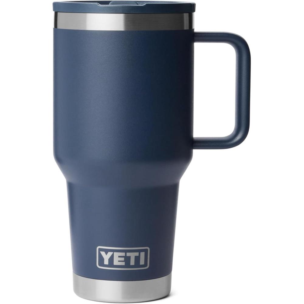 imageYETI Rambler 30 oz Travel Mug with Flip Straw Lid  Stainless Steel Vacuum Insulated Leakproof Cup Holder FriendlyNavy