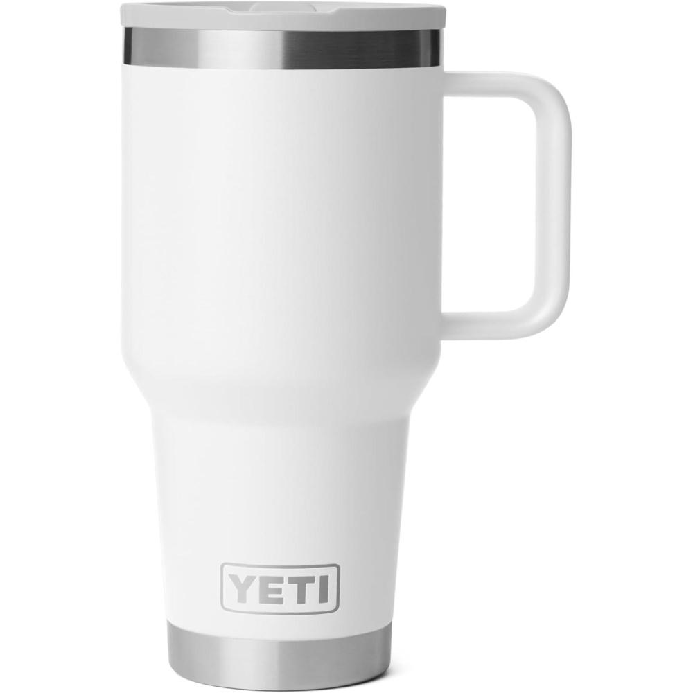 imageYETI Rambler 30 oz Travel Mug with Flip Straw Lid  Stainless Steel Vacuum Insulated Leakproof Cup Holder FriendlyWhite