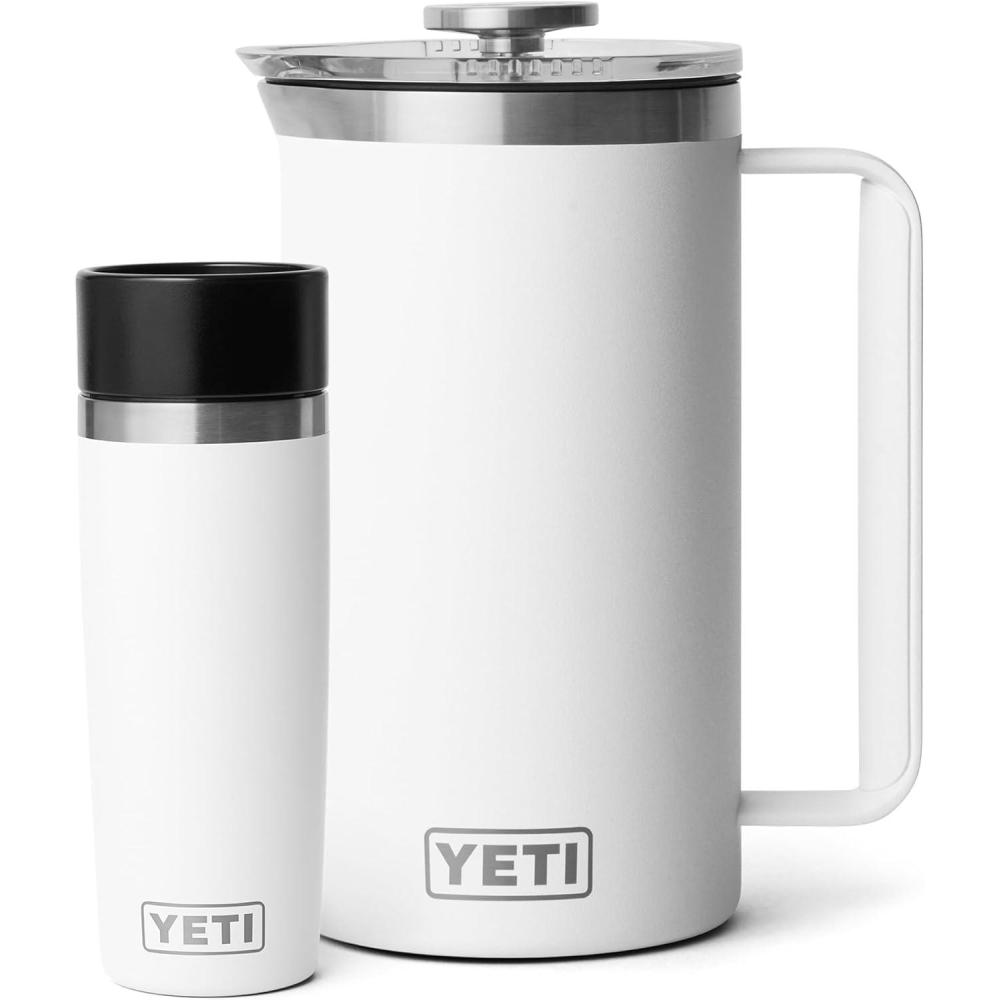 imageYETI Rambler 34 oz French Press Coffee Maker 1 16 oz Travel Bottle Stainless Steel White