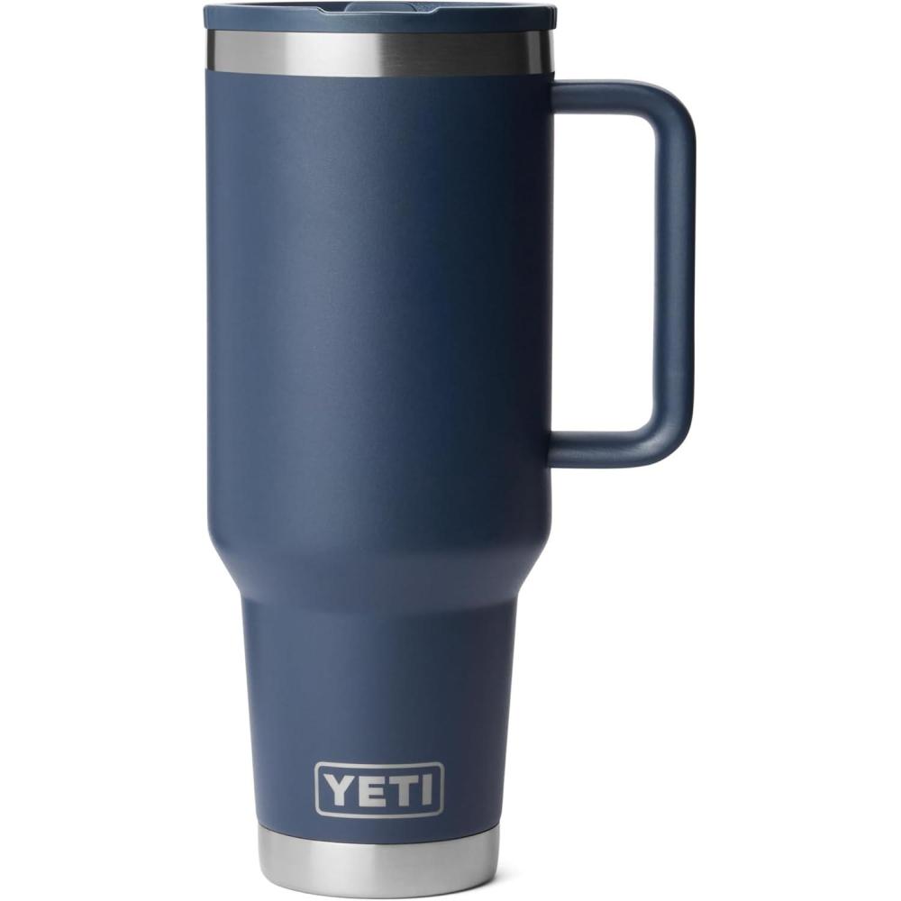 imageYETI Rambler 40 oz Travel Mug with Flip Straw Lid  Stainless Steel Vacuum Insulated Leakproof Cup Holder FriendlyNavy