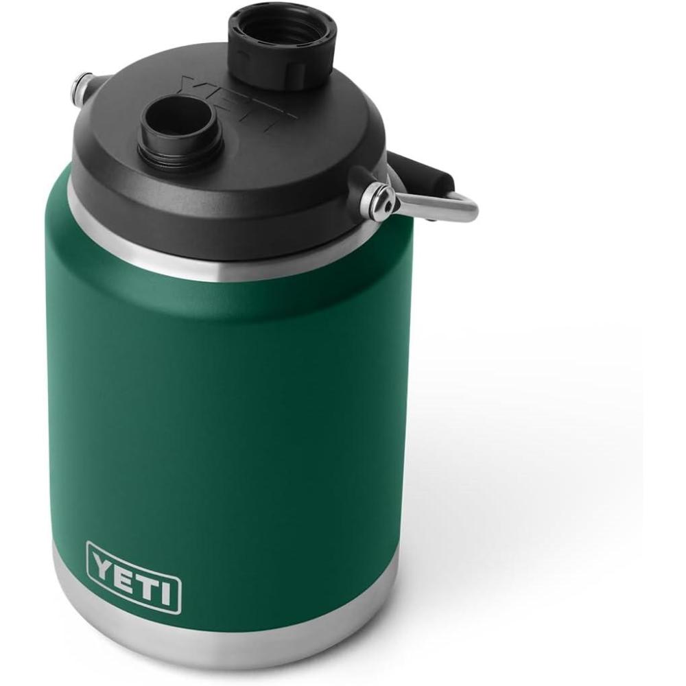 imageYETI Rambler Half Gallon Jug 20 Vacuum Insulated Leakproof Stainless Steel with MagCap BlackBlack Forest Green