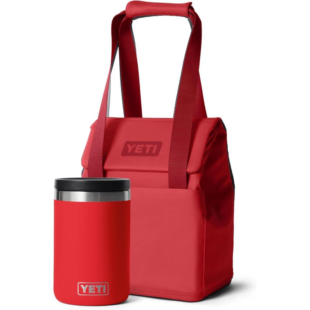 imageYETI Rescue Red Rambler 16 oz Food Jar Vacuum Insulated Stainless Steel With Airtight Lid Daytrip 14L Insulated Soft Cooler Tote Bag Rescue Red