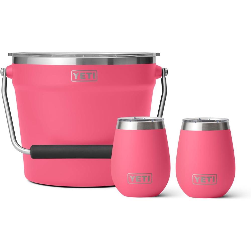 imageYETI Wine Set 2 Wine Tumblers and 1 Beverage Bucket Tropical Pink